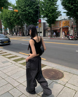 (Unisex) ボタンナイロンパンツ