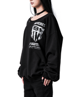 91 CREST PIERCING ONE-SHOULDER SWEATSHIRT BLACK