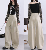 Retro High Waist Wide-Leg Pants – Old Money Style Relaxed Trousers