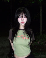 フィッシングミックスラグランクロップTシャツ [OLIVE]