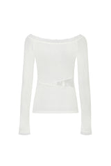 LACE BOATNECK TOP white
