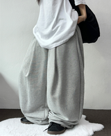STRING FRONT SIDE PINTUCK BALLOON LONG PANTS🤍🖤🩶2SIZE 3COLOR