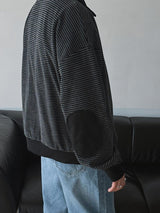 ASCLO エルボーパッチボーダーカラースウェットシャツ (4color)