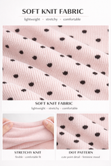 Pink dot unbalanced shoulder top