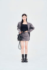 Flower embroidery mini skirt