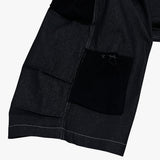 reverse terry pocket denim capri shorts_black