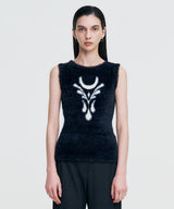 Elemental Motif Furry Knit Top _ BLACK
