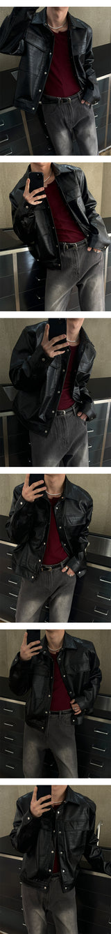 [S/S] Leather crop jacket