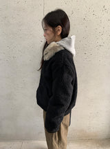 サンポリキルティドブークレファーカラーショートジャケット