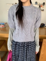 ジュパケーブルウール半袖ニット