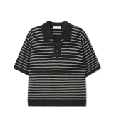 lewen stripe collar short-sleeved knit