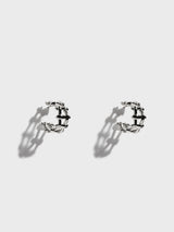 Multi Hash Tag Small Hoop Earrings (Silver)