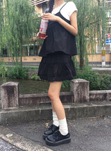 センリ レース ピンタック バンディング ミニ スカート