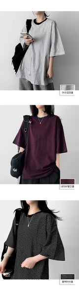 ボクシーフィット カラーリング シンライン 半袖 Tシャツ