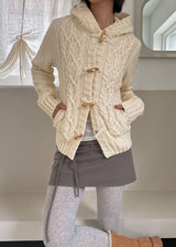 TOGGLE HOOD KNIT CARDIGAN