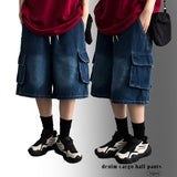 Liddy Banded Waist Denim Cargo Bermuda Shorts
