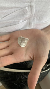 Silver mirror ball ring