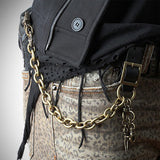 SVC-530 Antique Gold Leather Short Keychain