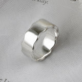 SVR-624 Silver 92.5 Wide Round Wave Flat Silver Ring