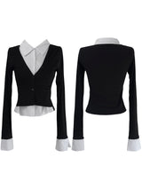 basic shirt layered cardigan (2color)