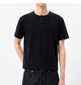 スラブヘンリーネッククロップTシャツ ブラック