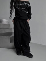 back rivet winter wide pants
