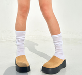 [POINT ITEM] 6CM PLATFORM Y2K SUEDE LEATHER FAUX-LEATHER BLOAFER ミュール ラウンドトゥ スリッパ - 2 COLOR