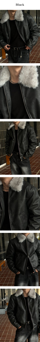 [F/W] Real raccoon fur leather blouson(3color)