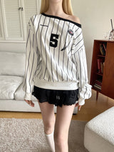 1459. Number stripe one shoulder mtm (3color)