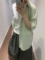 Terine seersucker check shirt (3color)