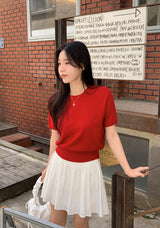 Round Basic Short Sleeve Knit (8color)