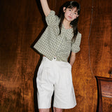 Cotton Washing Half Pants Ivory