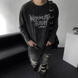DP807699533145 Flame Lettering Long-Sleeved T-Shirt