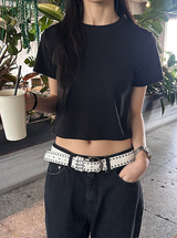 [BASIC ITEM] Basic semi crop t-shirts(4color)