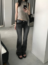 ブラックローライズブーツカットデニムパンツ(one color)