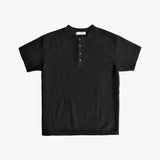 Front cut line henry-neck short sleeve t-shirt