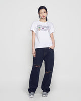 26SS WOMAN オープンカッティングデニムパンツ