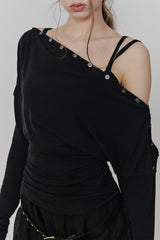 JENNIE BUTTONED TOP (SS ver.) black