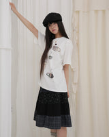 Blooming garden patchwork skirt / black
