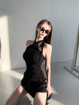 1155. Via scarf halter top bolero set (5color)