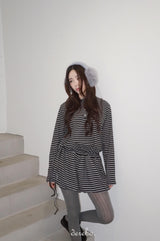 wool fleece stripe strap pumpkin dress