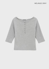 [B-BASIC] Tension Standard Henley Neck 3/4 Sleeve T-shirt (2size)