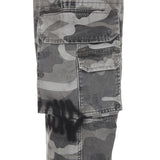8287 Graffiti Logo Camo Cargo Pants (Gray)