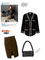 French velvet embroidered no collar jacket