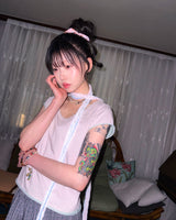 (4color) Damaged U-Neck Layer Contrast Tee