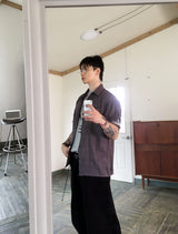 No.1325 wrinkle roll up check SHIRT (3color)