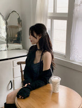 Leopard Sleeveless Blouse + Tie Set (2color)