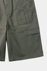 パネルドカーゴポケットヘリンボーンツイルショーツ (Washed Khaki)
