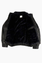 Fur lining leather blouson jumper