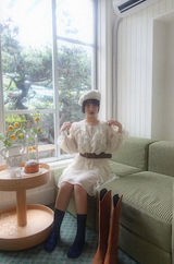 モエラッフルシフォンドレスウィズベルト (アイボリー)